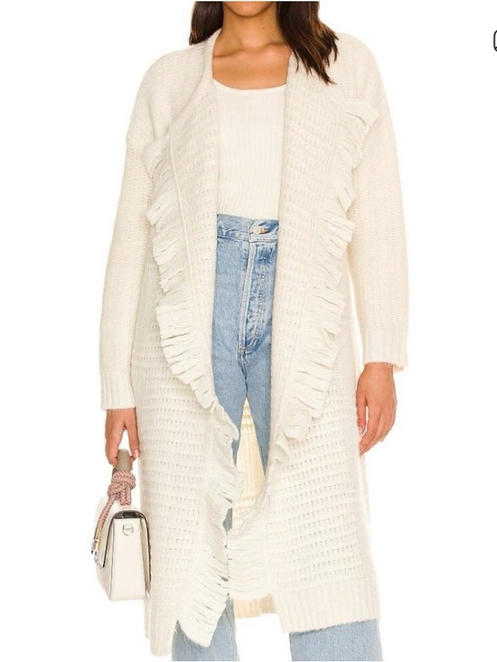 All Saints Sweaters - ALLSAINTS Selena Open-Front Long Cardigan in Cream